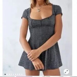 Gray Metallic UO Mini Romper